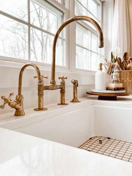 Our vintage faucet! I LOVE it so much. It is exactly what we were looking for. 

Etsy, faucet, vintage faucet, unique kitchen, vintage kitchen, white kitchen, gold faucet, Deb and Danelle 

#LTKunder100 #LTKFind #LTKhome