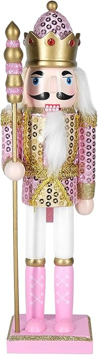 Nutcracker Christmas Decor,12 Inches Pink Nutcracker Figures, Wooden Nutcrackers Ornaments for Fe... | Amazon (US)