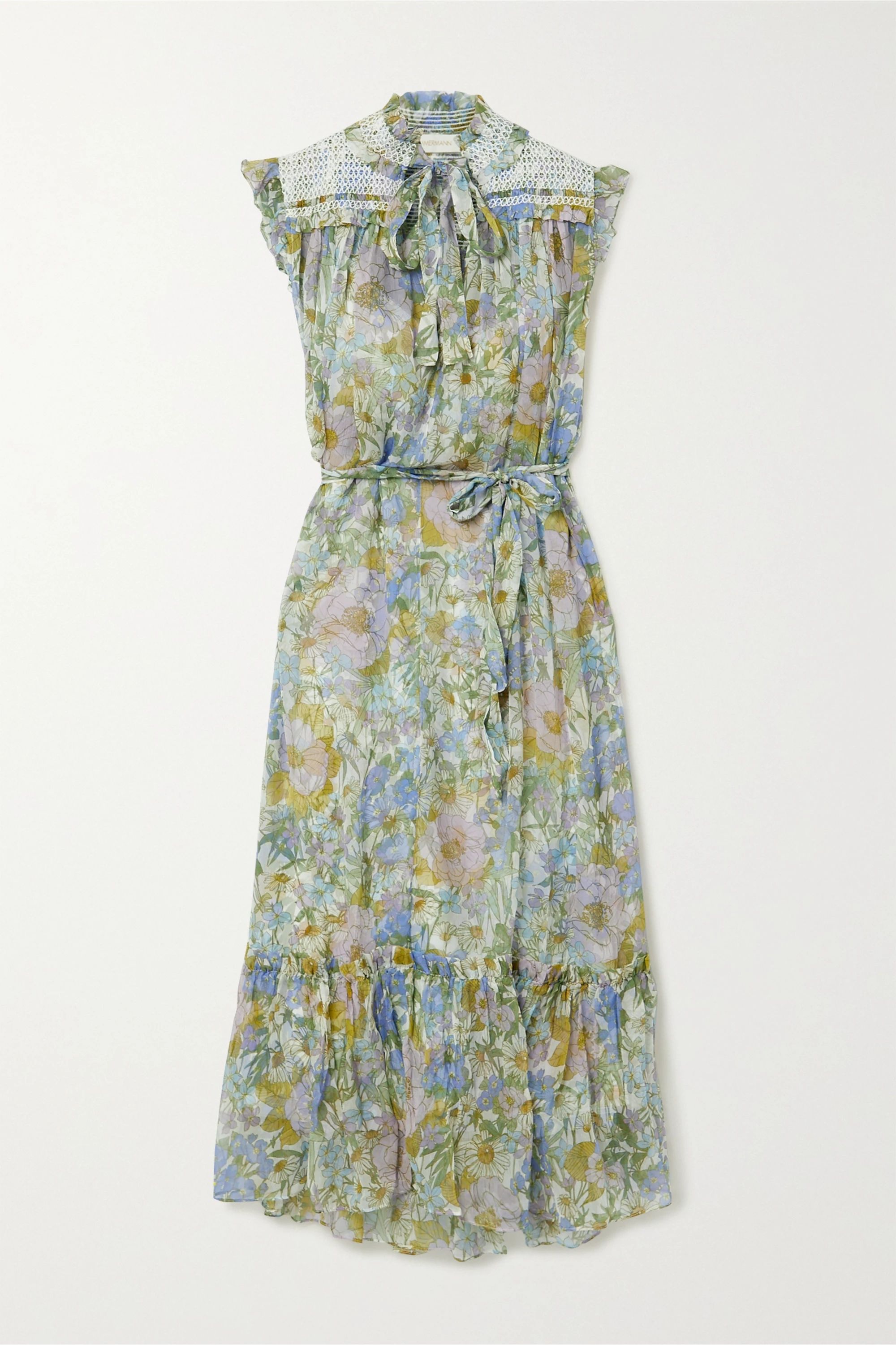 Super Eight crochet-trimmed floral-print silk-chiffon midi dress | NET-A-PORTER (US)