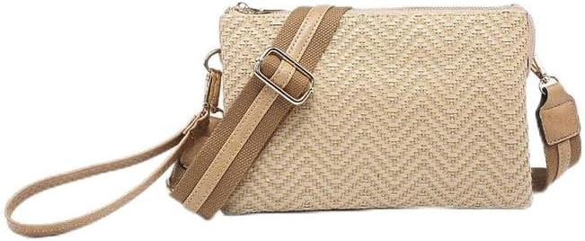 Jen & Co. Woven Diagonal Wristlet Removable Guitar Strap Vegan Leather Crossbody Handbag Shoulder... | Amazon (US)