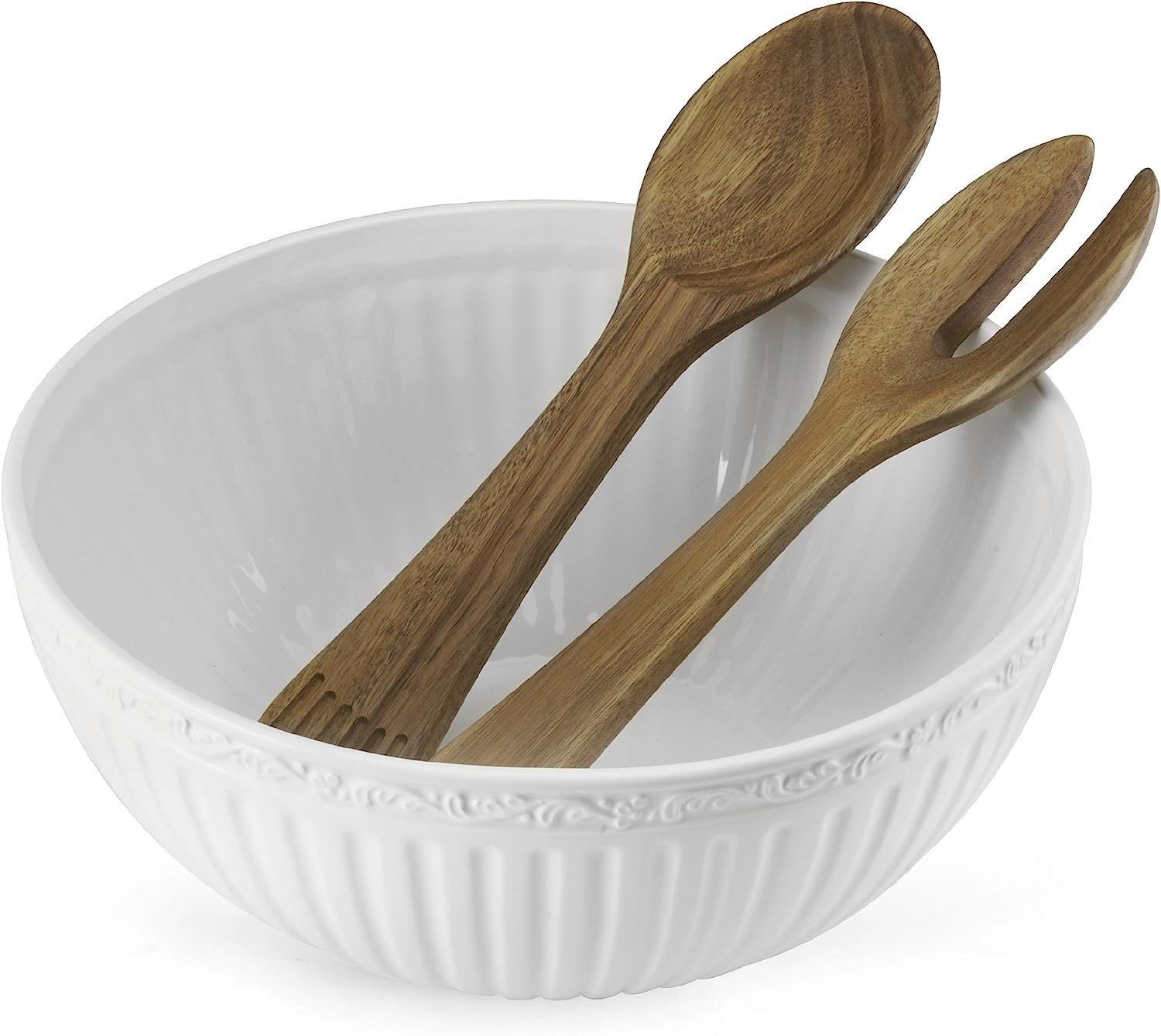 Mikasa Italian Countryside Salad Serving Bowl with Serving Utensils | Amazon (US)