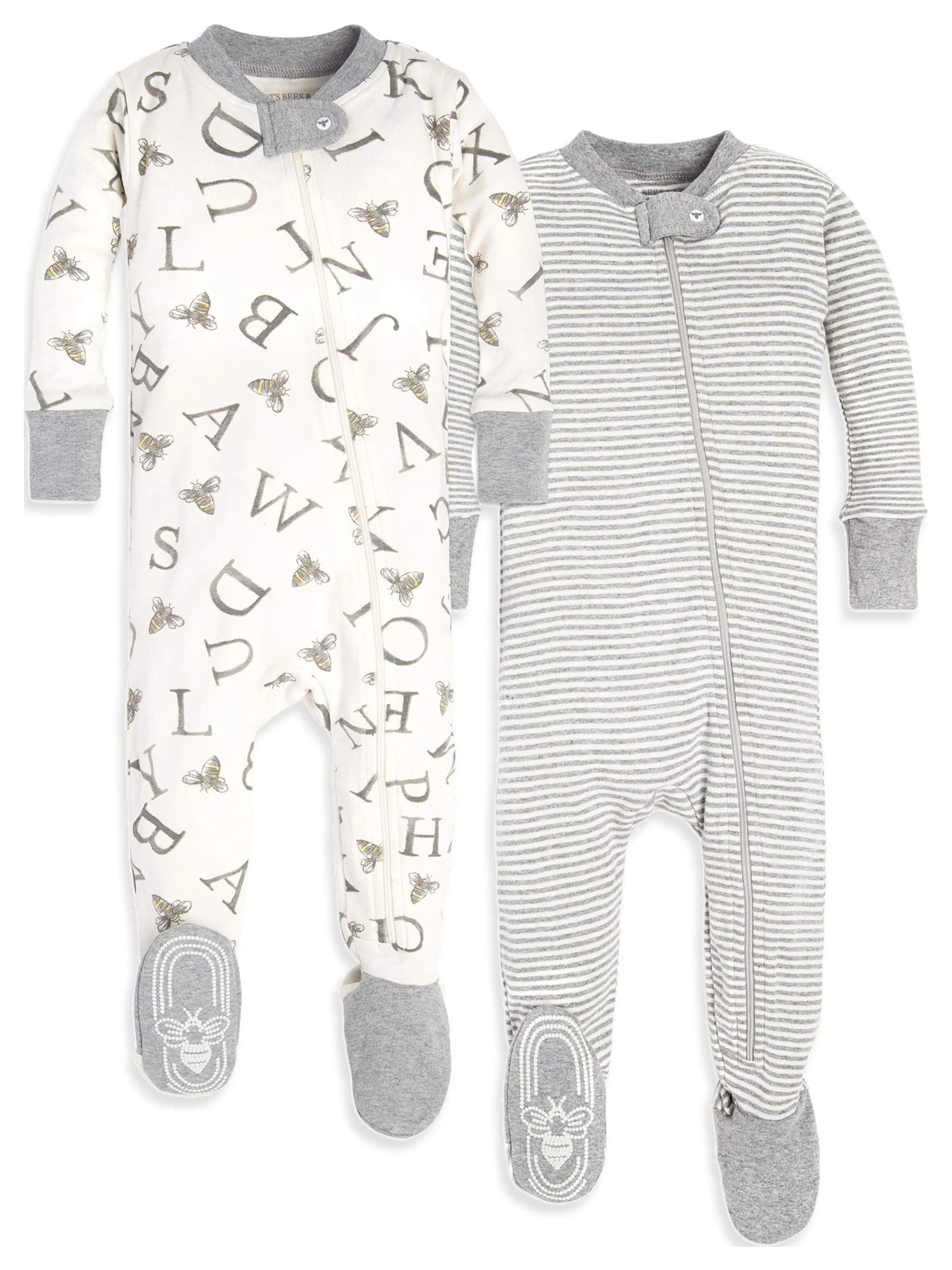Burt's Bees Baby Baby Boy Sleeper Pajamas, Organic Cotton Zip Up Non-Slip Footie Snug Fit PJs, 2-... | Walmart (US)