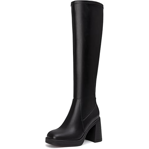 DREAM PAIRS Women's Knee High Boots, Comfortable Platform Round Toe Stretch Boots for Women | Amazon (US)