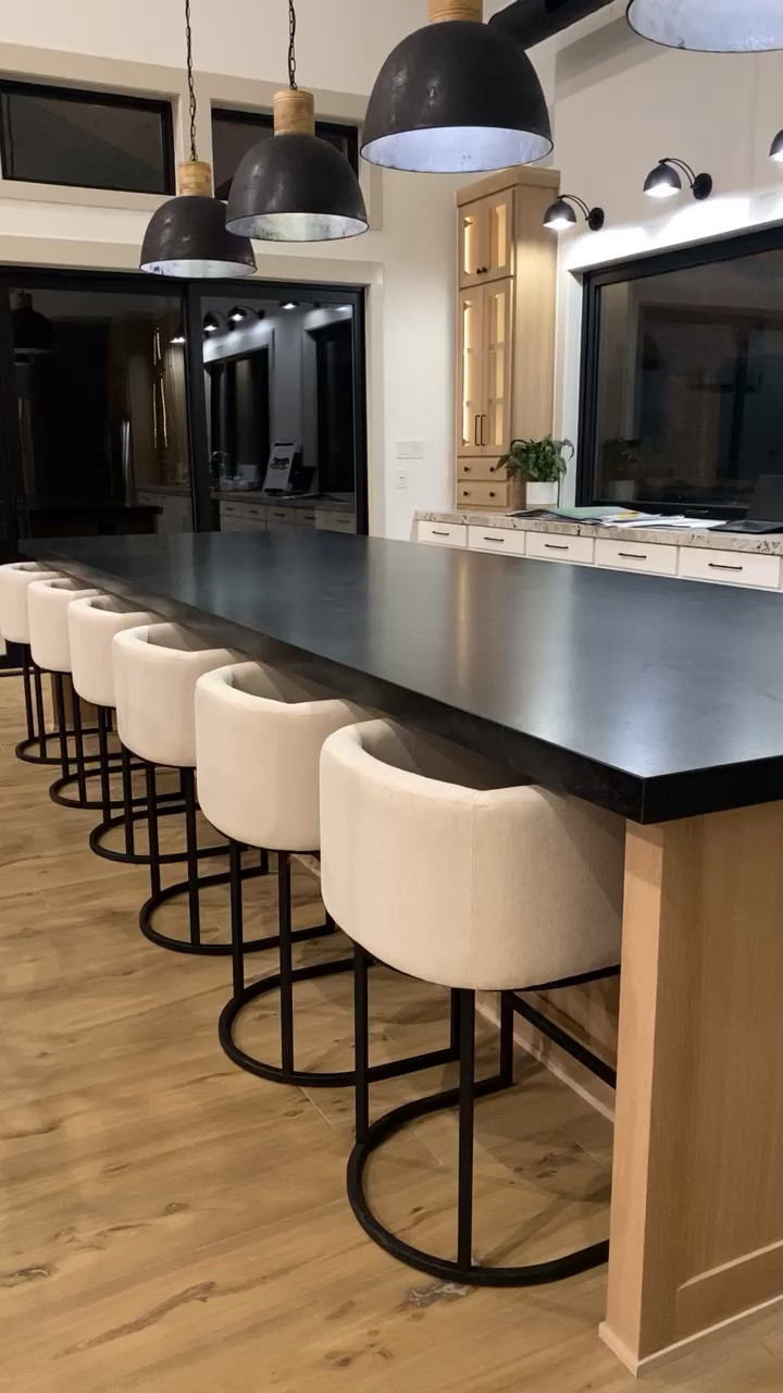 Love these gorgeous modern barrel shaped bar stools. Easy to assemble, very comfortable, and makes quite a statement at our oversized kitchen island  

#LTKVideo #LTKhome