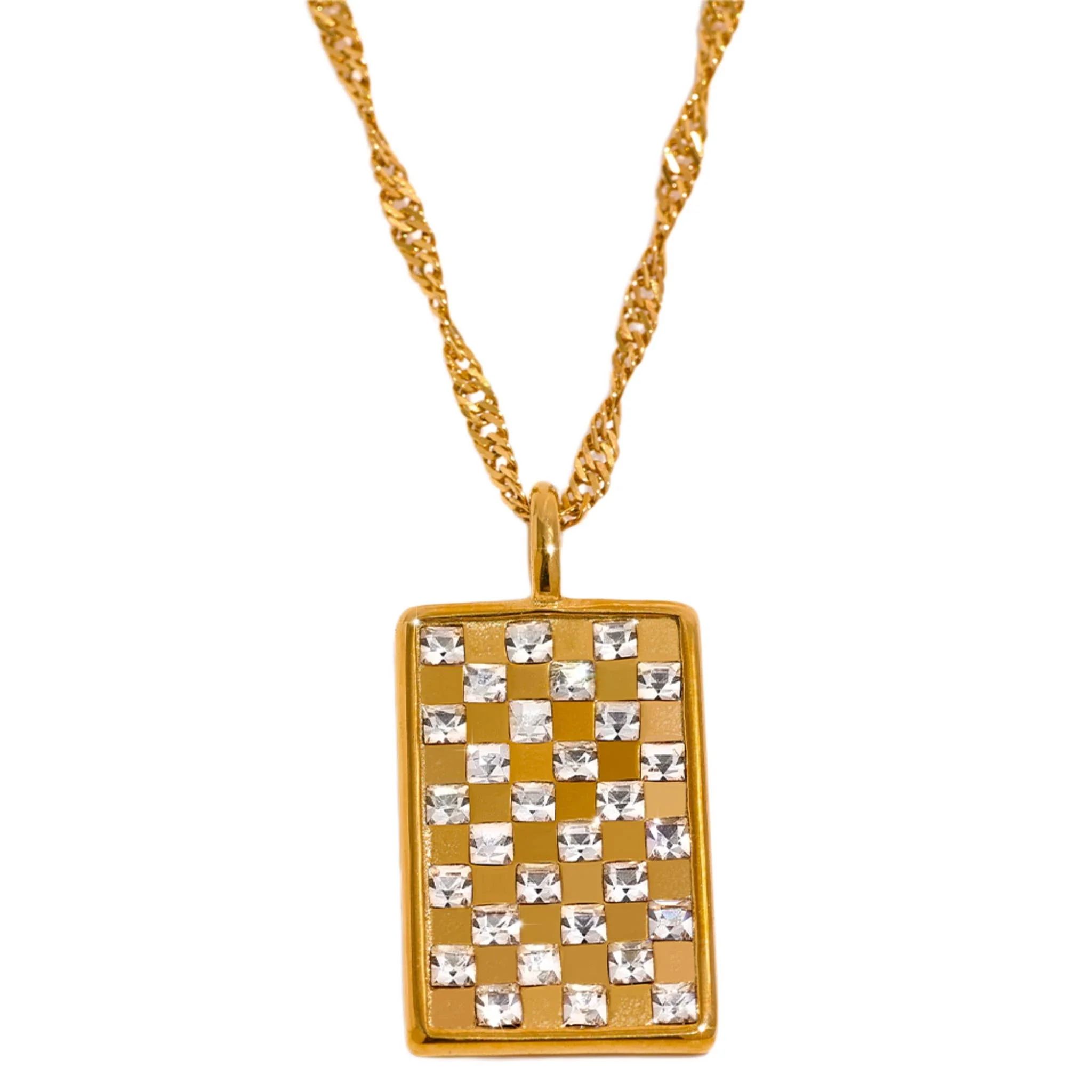 Diamond Checkered Necklace | Ascot + Hart