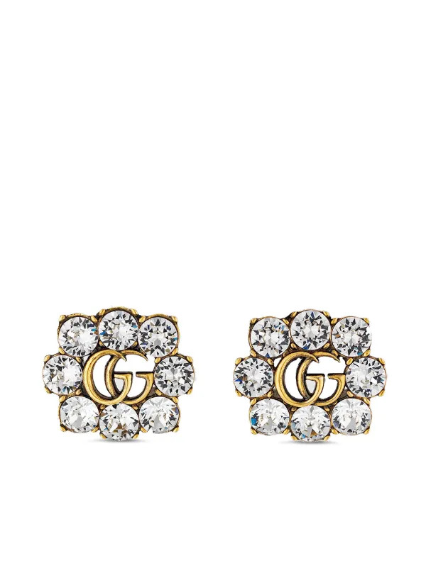 Gucci Double G Crystal Earrings - Farfetch | Farfetch Global