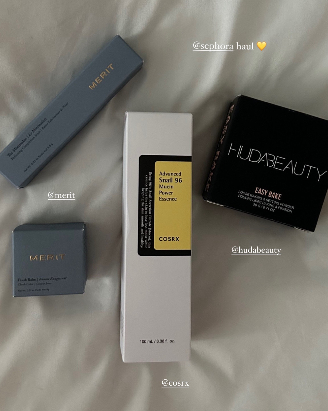 sephora haul 💛

ft. Merit Flush Balm Cream Blush, Merit The Minimalist Perfecting Complexion Foundation and Concealer Stick, COSRX Advanced Snail 96 Mucin Power Essence, Huda Beauty Easy Bake Loose Baking & Setting Powder

#LTKfindsunder50 #LTKstyletip #LTKbeauty