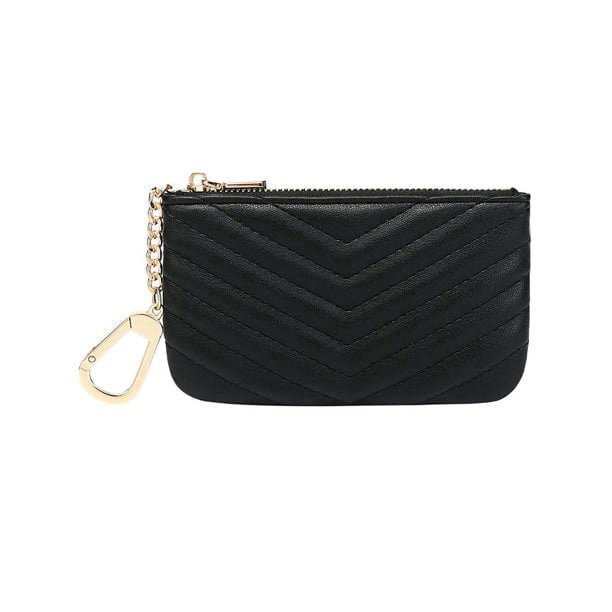 Daisy Rose Luxury Quilted Key Chain Pouch for Women | PU Vegan Leather Coin Purse with Clasp - Bl... | Walmart (US)