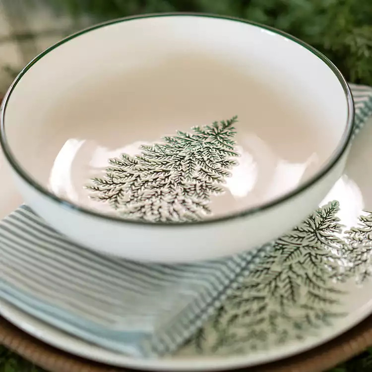 Evergreen Trees Embossed Dinner Bowl | Kirklands