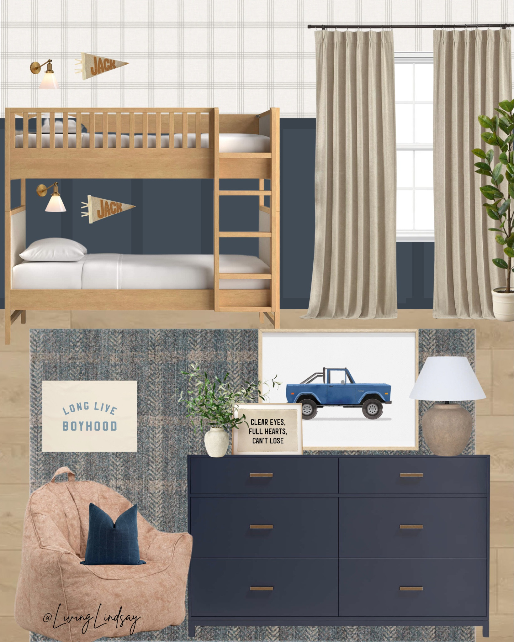 Boys bunk room, bunk room, boys bedroom, toddler boy bedroom, boy bedroom, big boy room, bunkbeds, bunks, navy blue, vintage trucks