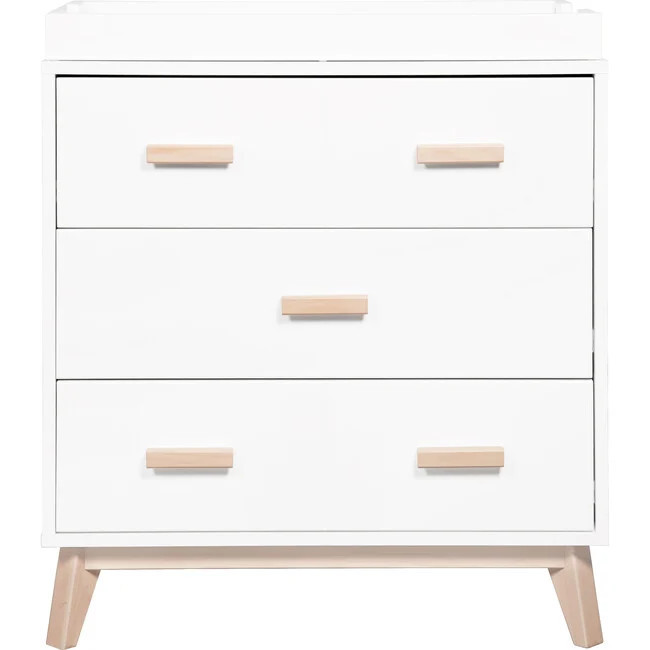 Babyletto | Scoot 3-Drawer Changer Dresser w/ Removable Changing Tray, White/Washed Natural (White Natural) | Maisonette | Maisonette