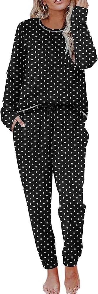Ekouaer Pajamas Women's Long Sleeve Pj Set Soft 2 Piece Loungewear Sleepwear with Jogger Pants XS... | Amazon (US)