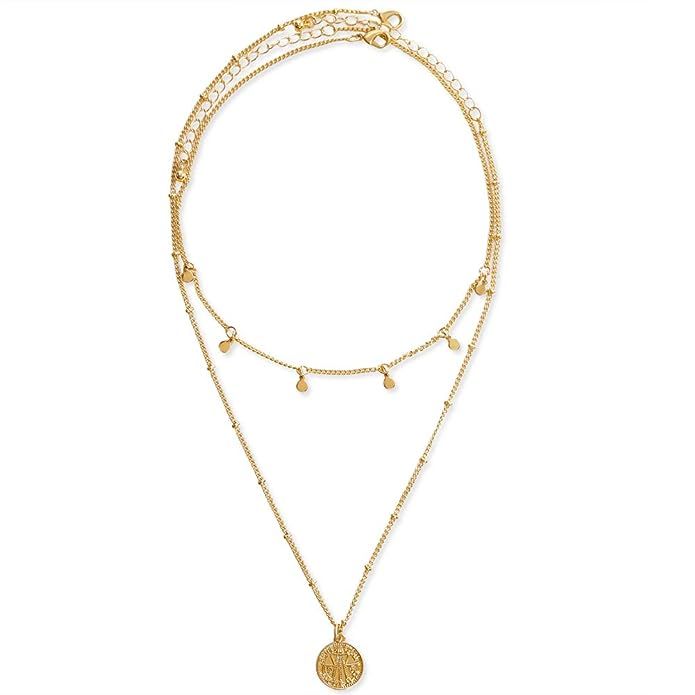 LILIE&WHITE Vintage Coin Pendant Necklace Gold-Layered Choker Necklace for Women | Amazon (US)