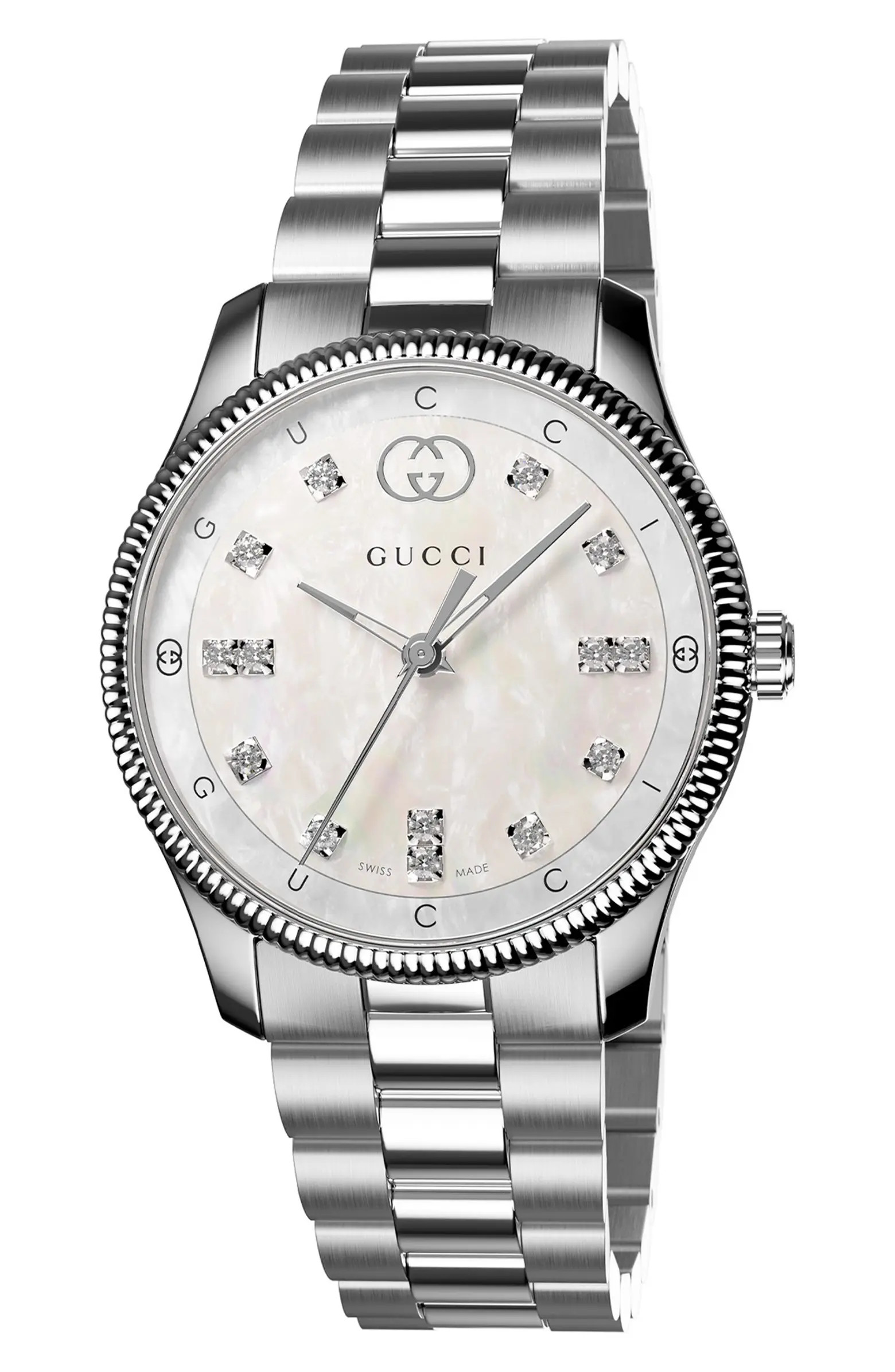 Gucci G-Timeless Mother-of-Pearl & Diamond Bracelet Watch, 29mm | Nordstrom | Nordstrom