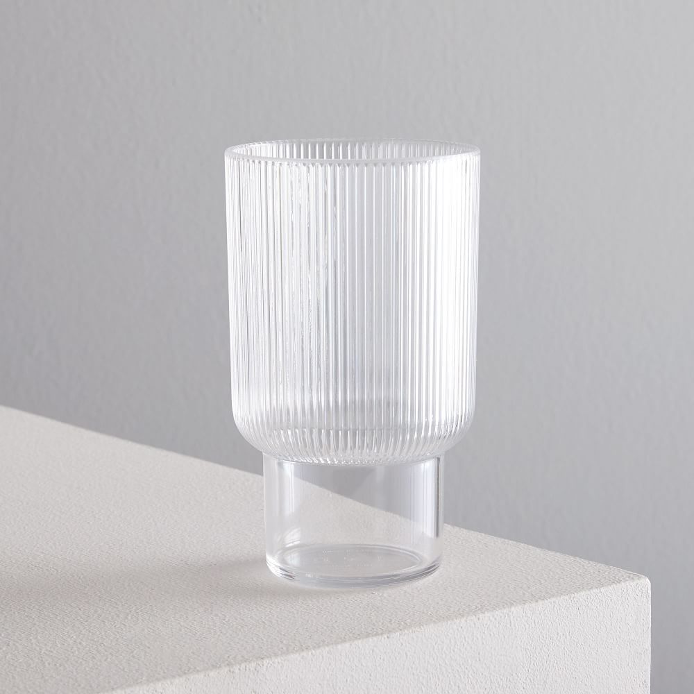 Fluted Acrylic Glassware, Double Old-Fashioned, Silver Pine | West Elm (US)