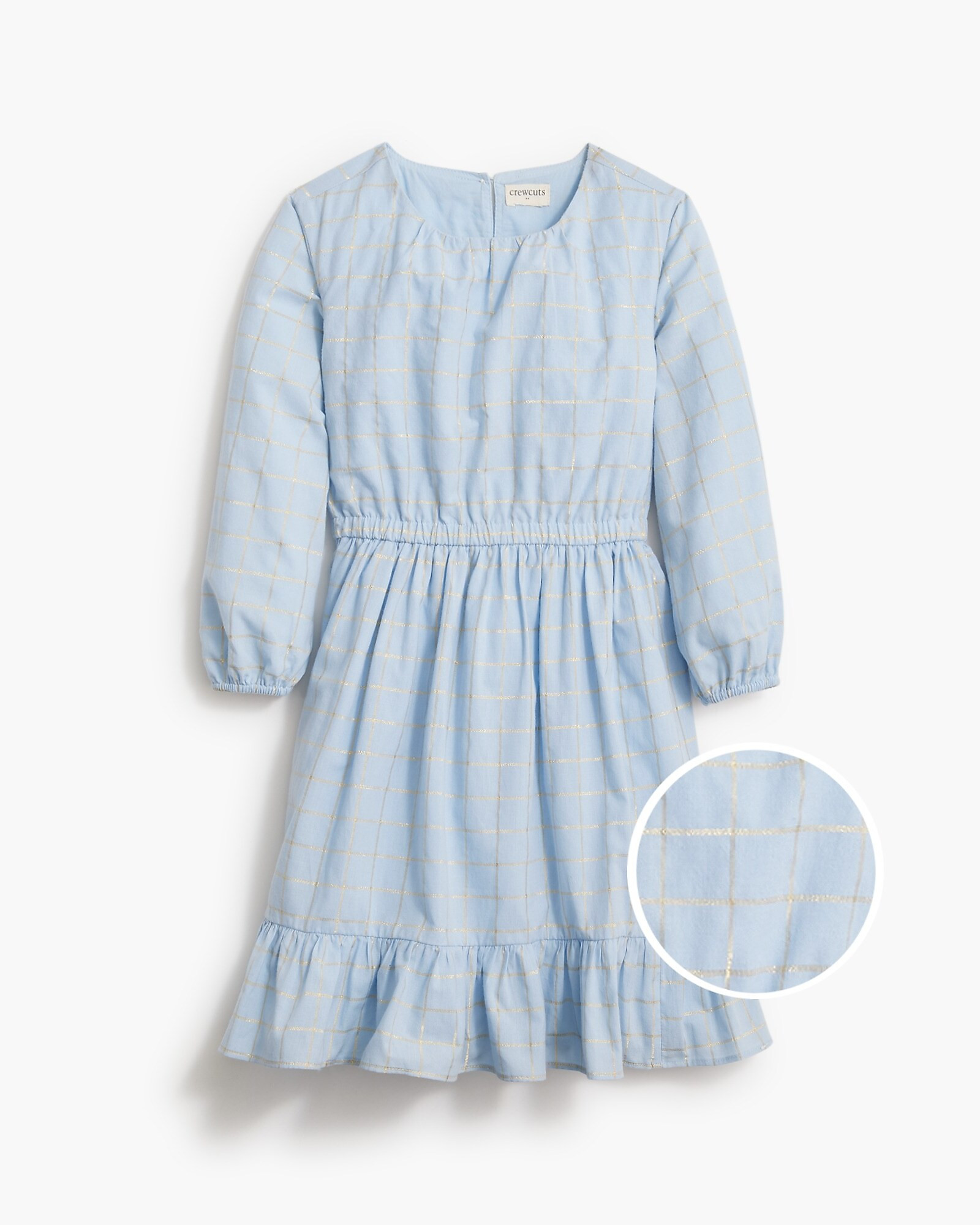 Girls' long-sleeve check dress with Lurex® metallic threads | J.Crew Factory