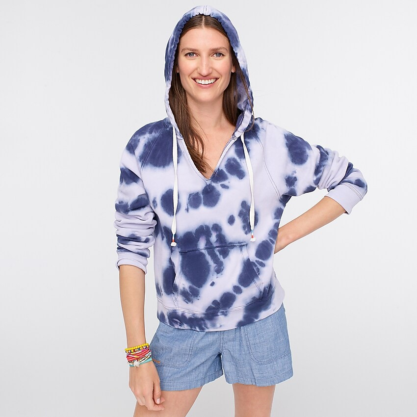 Tie-dyed V-neck hoodie in original cotton terry | J. Crew US
