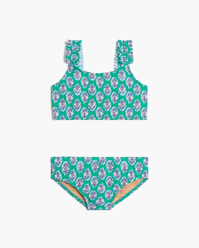 Girls' printed ruffle-strap swimsuit set | J.Crew Factory
