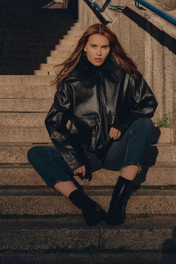 REMOVABLE FAUX FUR COLLAR JACKET | Zara US