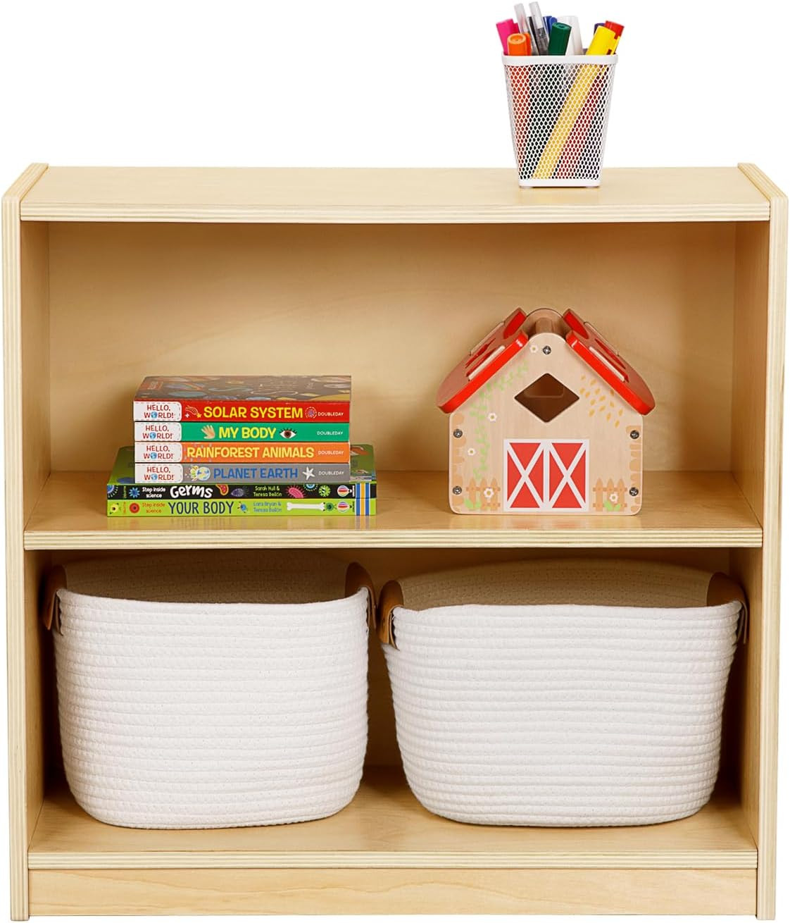 Montessori Toy Shelf, Kids Bookshelf and Toy Storage, Small Bookshelf for Kids, 2-Tier Wooden Sto... | Amazon (US)