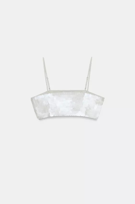 BeschreibungMaterialzusammensetzungMa\u00dfeGr\u00f6\u00dfe des Models: 176 cmTop mit geradem Aus... | Zara US