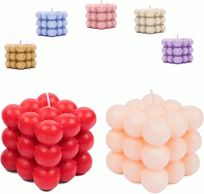 Loftern Red(Apple) and Blush(Vanilla) Scented Bubble Candle Set of 2 - Handmade, Natural Soy Wax ... | Amazon (US)