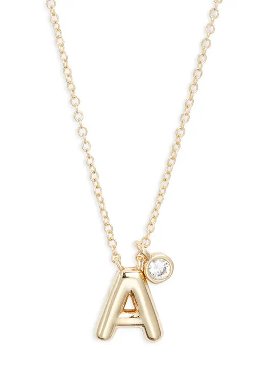 Chelsea28 Goldtone Initial Pendant Necklace in A- Clear- Gold at Nordstrom | Nordstrom