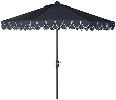 Safavieh PAT8006A Outdoor Collection Elegant Valance Auto Tilt Umbrella, 9', Navy/White | Amazon (US)