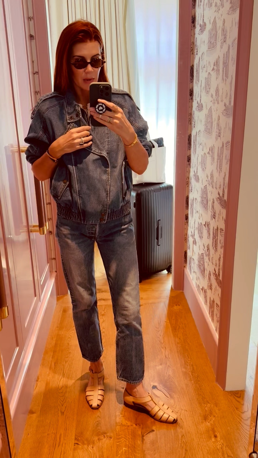Travel day in denim- which is a current trend. 
Wearing a small in the bomber but also love it in the M for a more oversized look over dresses. 
Really impressed with the details on this jacket! 
And final note- Khaite is doing denim like this and these are a fraction of the price 😁

#LTKNYFW #LTKU #LTKTravel