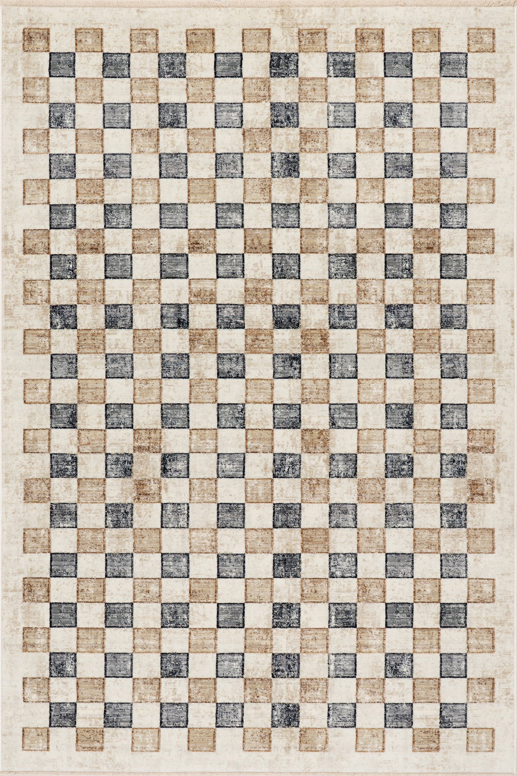 Beige Izenna Modern Checkered 5' 3"" x 7' 7"" rug | Rugs USA