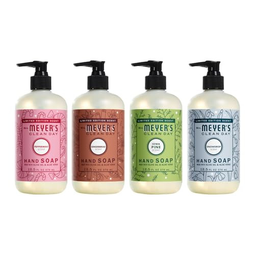 MRS. MEYER'S CLEAN DAY Holiday Hand Soap Bundle (Gingerbread + Iowa Pine + Peppermint + Snow Drop) | Amazon (US)