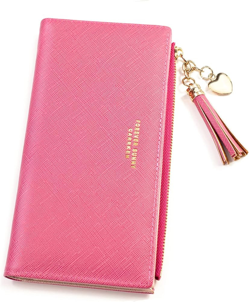 Womens Wallet Cute Elegant Long Slim Card Holder Case Minimalist Coin Purse Thin Tassels Zip Clut... | Amazon (US)