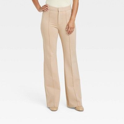 Women&#39;s High-Rise Slim Fit Retro Flare Pull-On Pants - A New Day&#8482; Tan 4 | Target