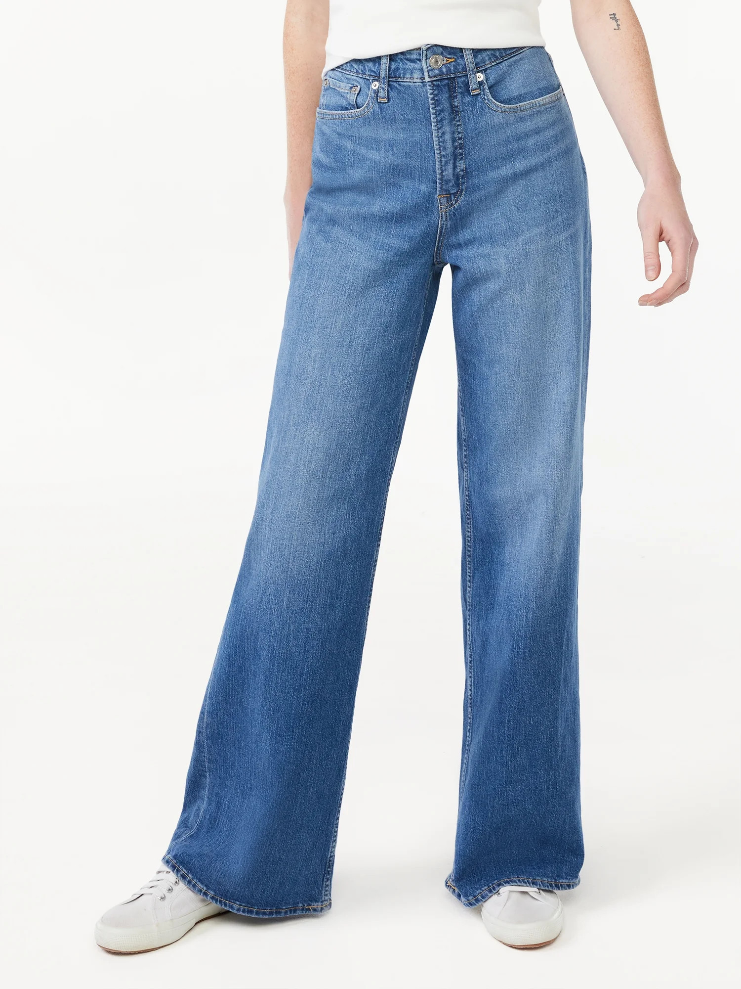 Free Assembly Women's High Rise Wide Leg Jeans - Walmart.com | Walmart (US)