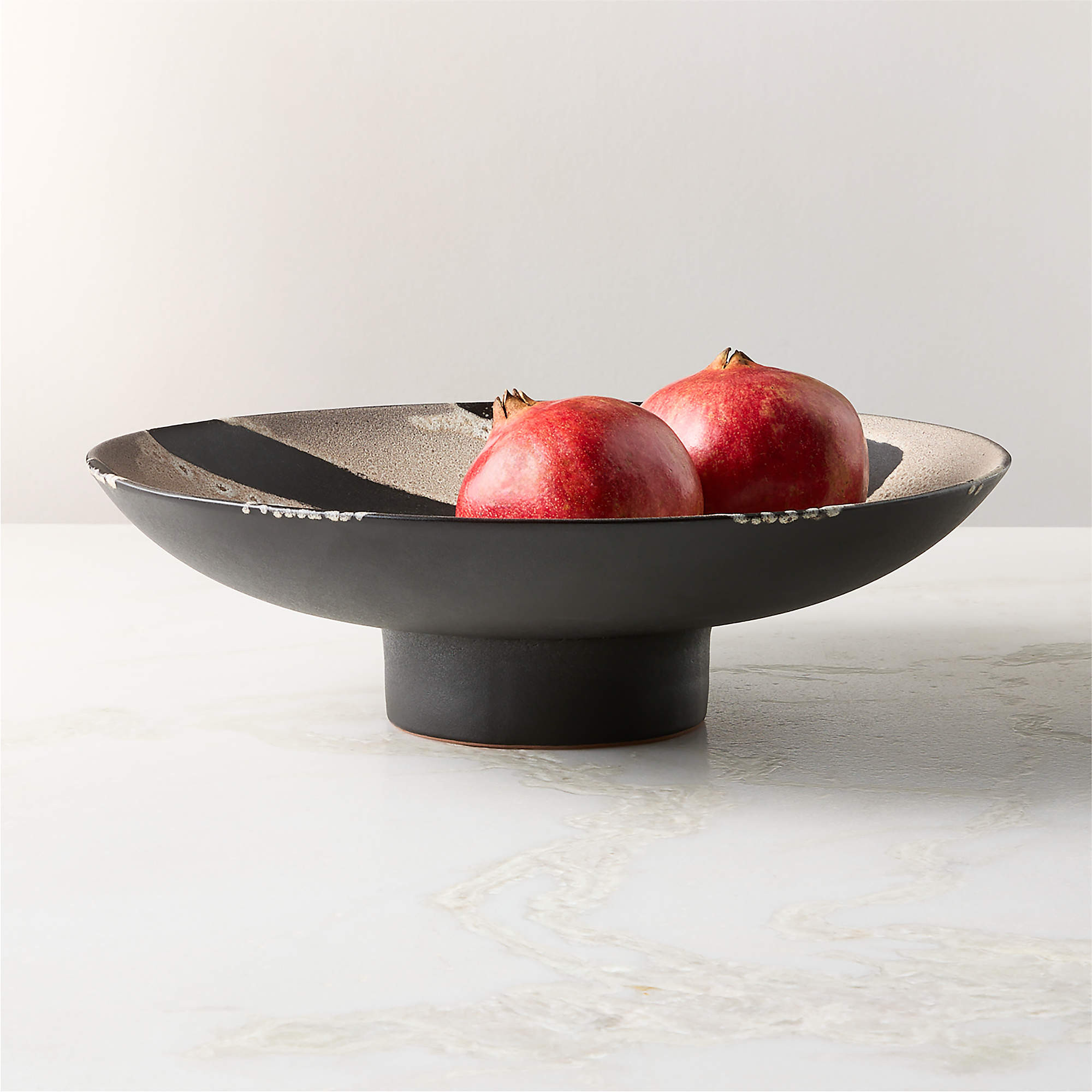 Adler Black Ceramic Pedestal Serving Bowl + Reviews | CB2 | CB2