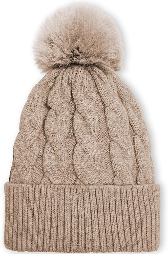 TAROSE Womens Winter Hat Beanie, Warm Soft Hat for Women Pompom Knit Hats Ski Cap with Faux Fur L... | Amazon (US)