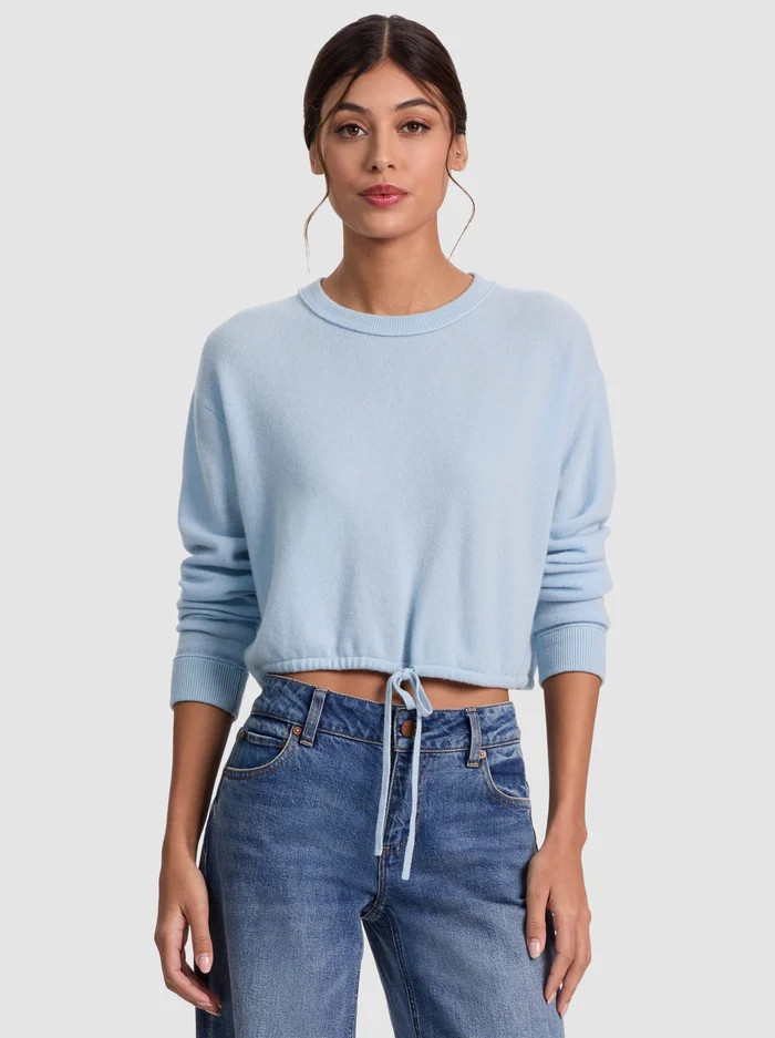 BERNETTA CROPPED DRAWSTRING PULLOVER | Alice + Olivia