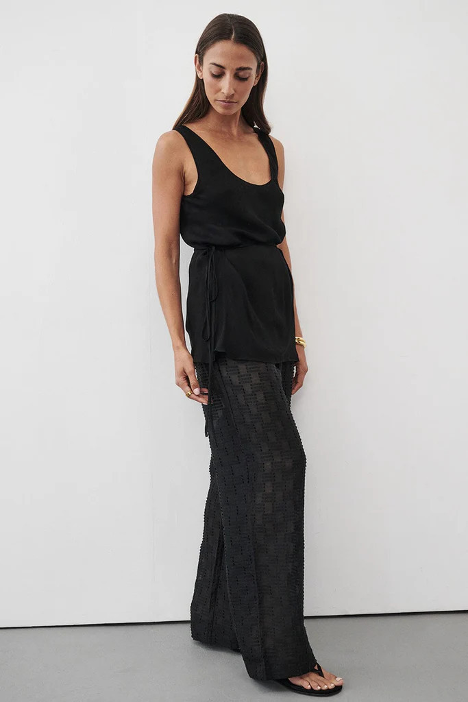 ELBA BLACK SHEER CHECK PANTS | DISSH