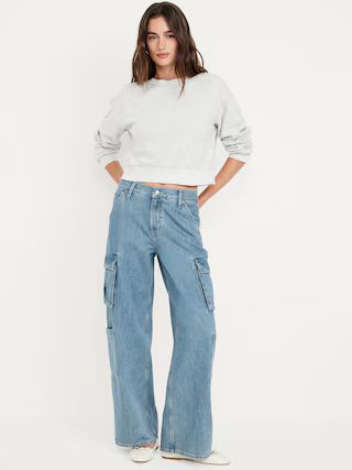 Mid-Rise Baggy Wide-Leg Cargo Jeans | Old Navy (US)