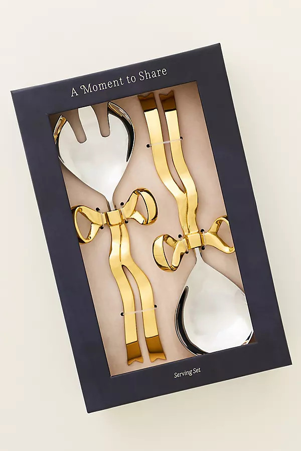 Benedita Stainless Steel Bow Serve Set | Anthropologie (US)