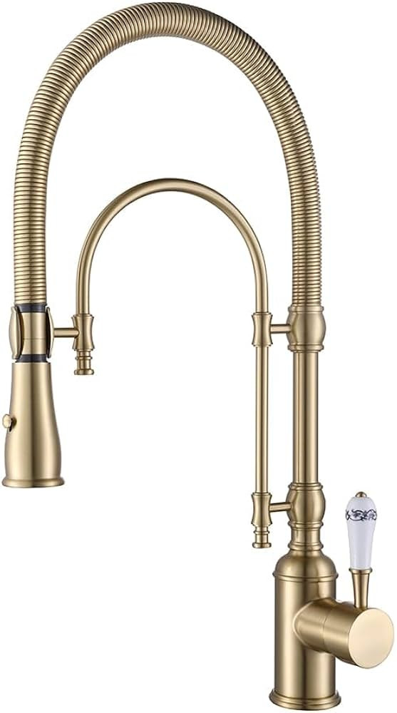KunMai Kitchen Faucets Brushed Gold Kitchen Sink Faucet with Pull Down Sprayer High Arc Dual-Mode... | Amazon (US)