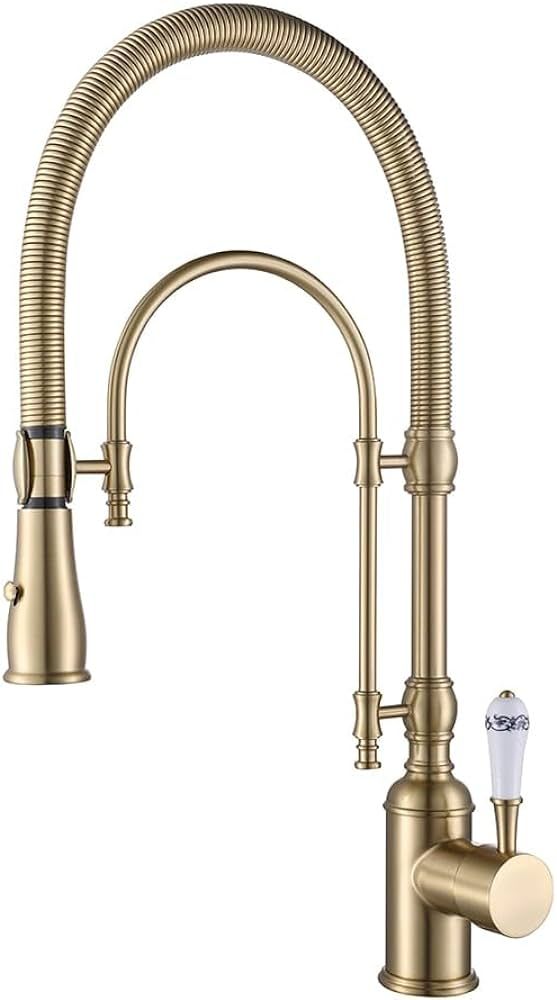 Kunmai Single Handle High Arc Kitchen Sink Faucets Brushed Gold Dual-Mode Pull-Down Kitchen Fauce... | Amazon (US)