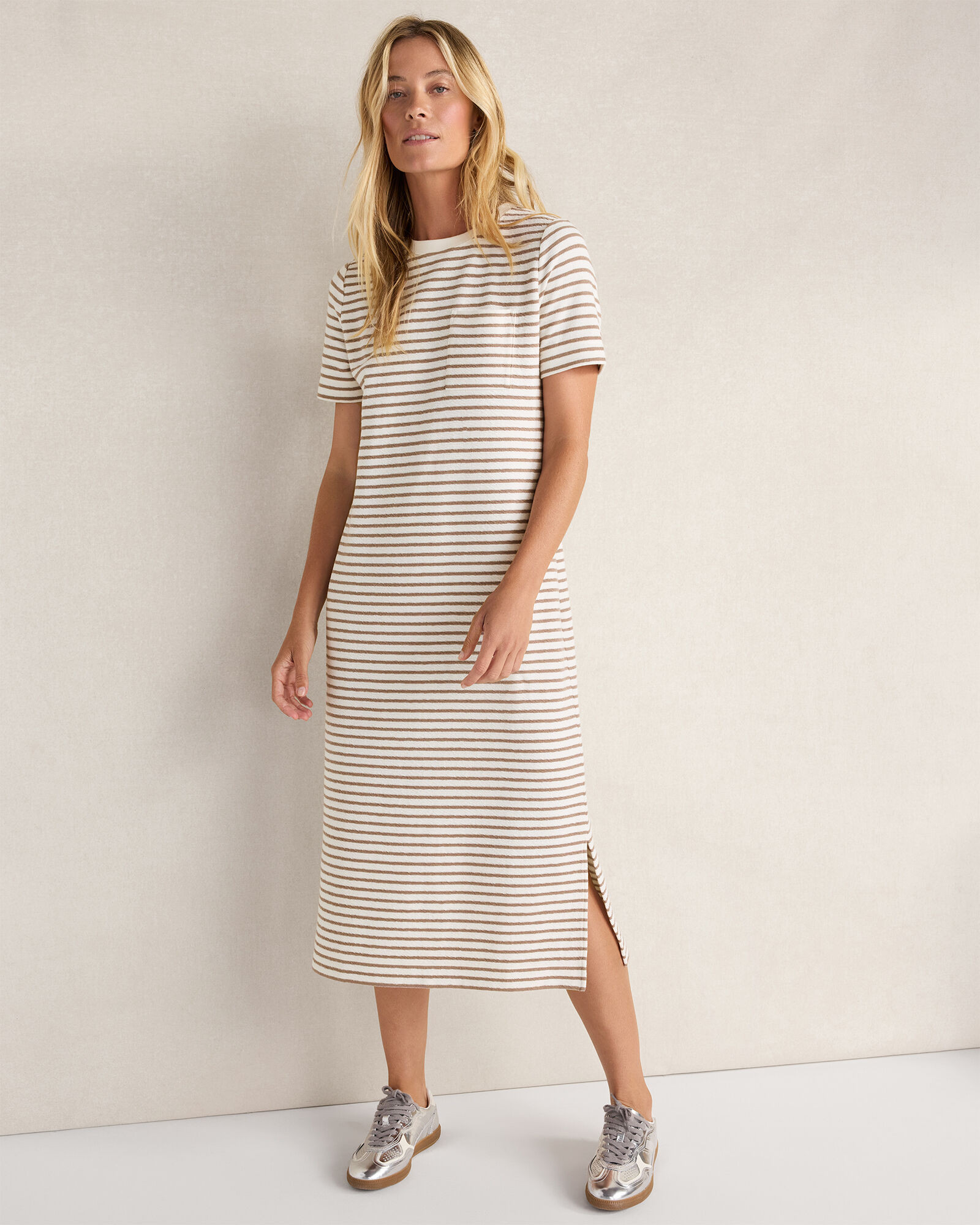 Cotton Blend Textured T-Shirt Dress | Haven Well Within