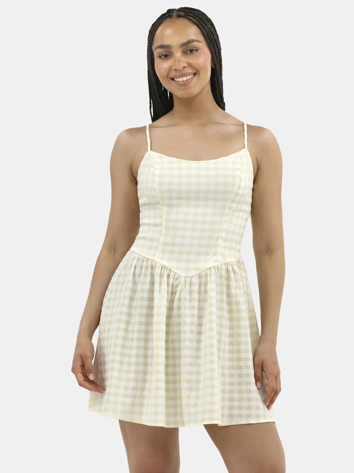 No Boundaries Seersucker Gingham Mini Dress, Women's | Walmart (US)