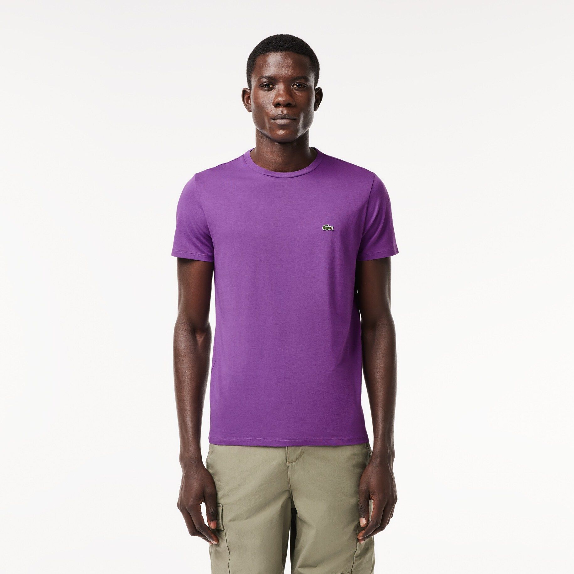 Monochrome Cotton Pima Jersey Crew Neck T-shirt | Lacoste (US)