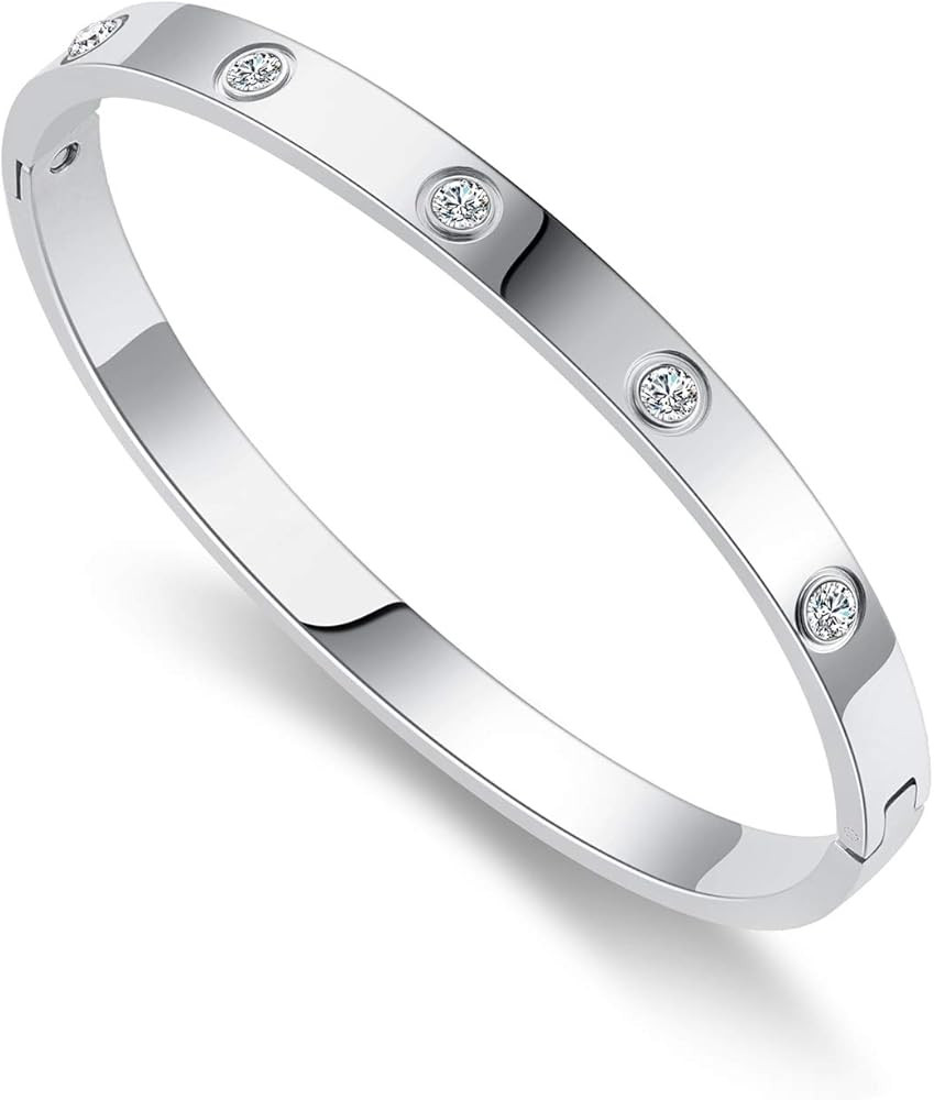 Chrishine Life Love Friendship Bracelet Bangle Gold Rose Gold Silver with Cubic Zirconia Stones S... | Amazon (US)