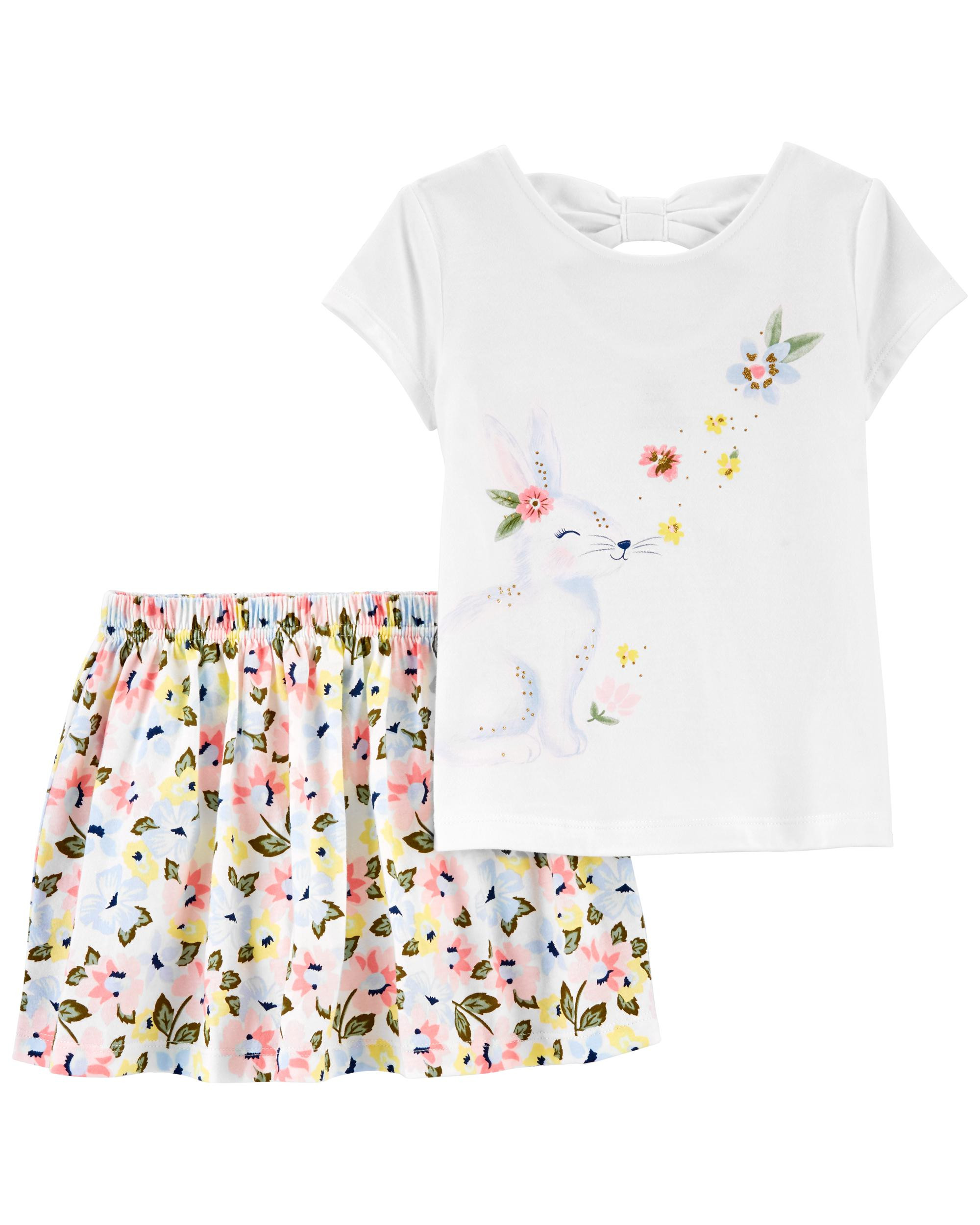 Baby 2-Piece Bunny Tee & Floral Skort Set | carters.com | Carter's