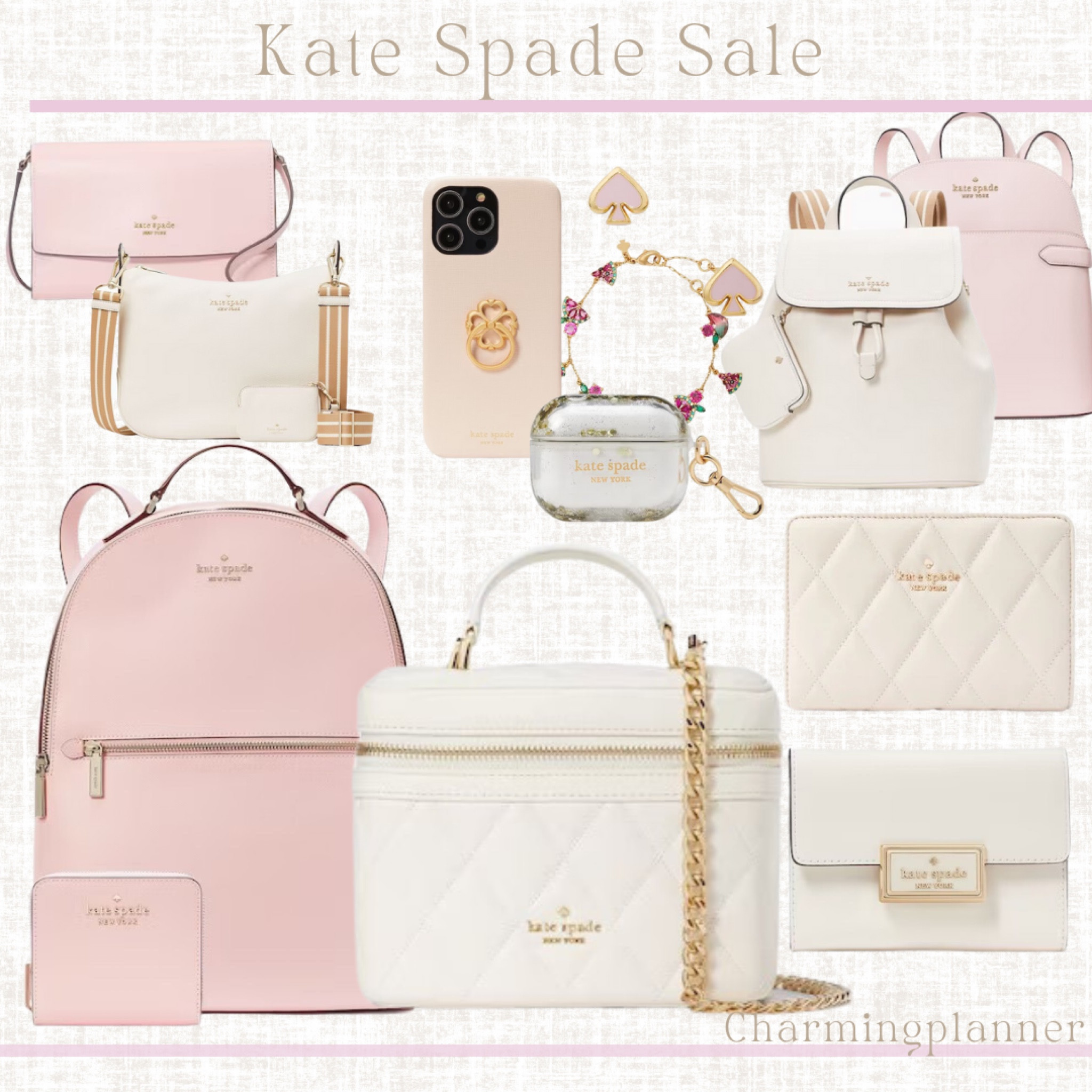 Kate spade white and pink purse hot sale