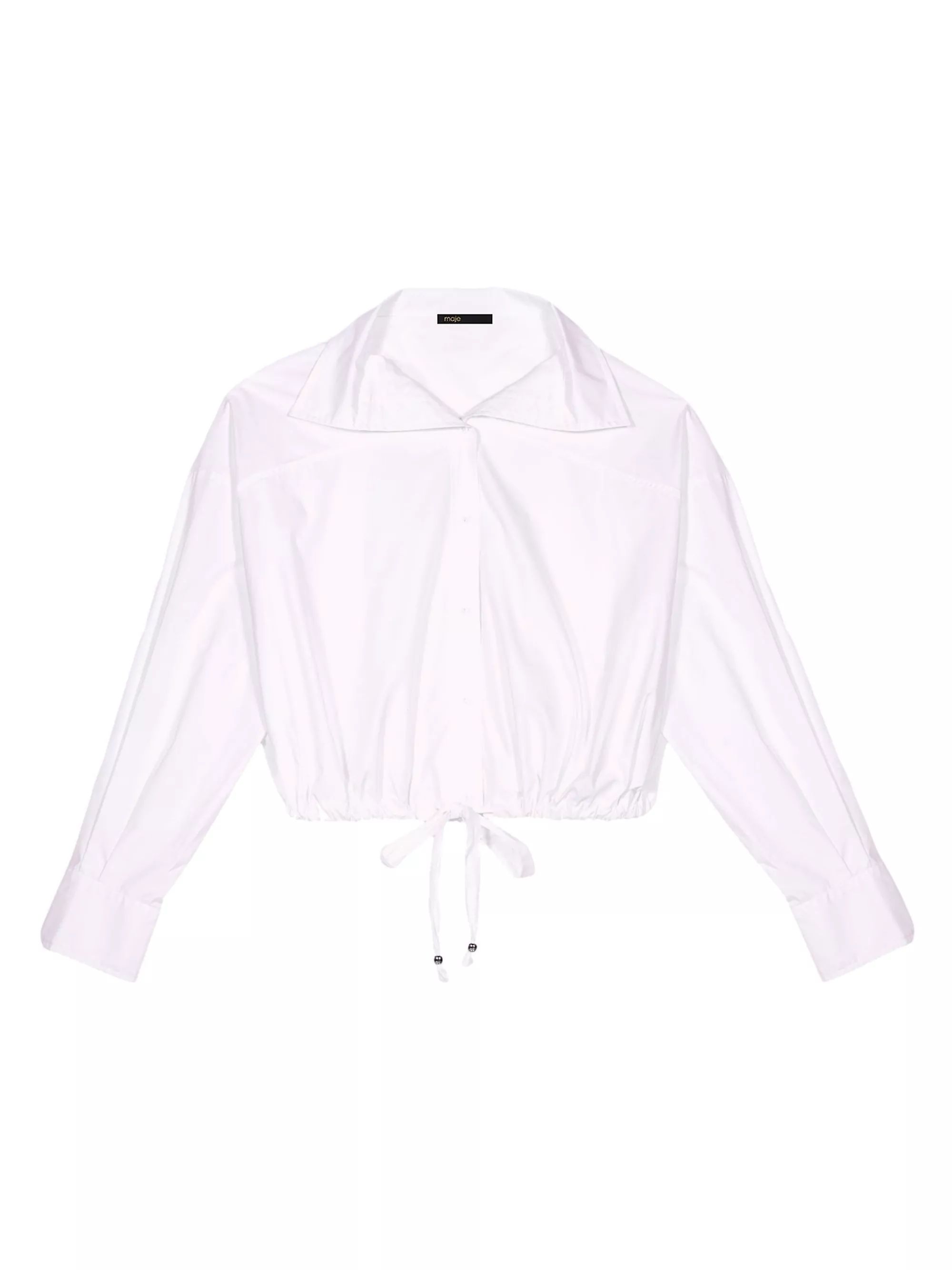 Shop Maje Cropped Cotton Shirt | Saks Fifth Avenue | Saks Fifth Avenue