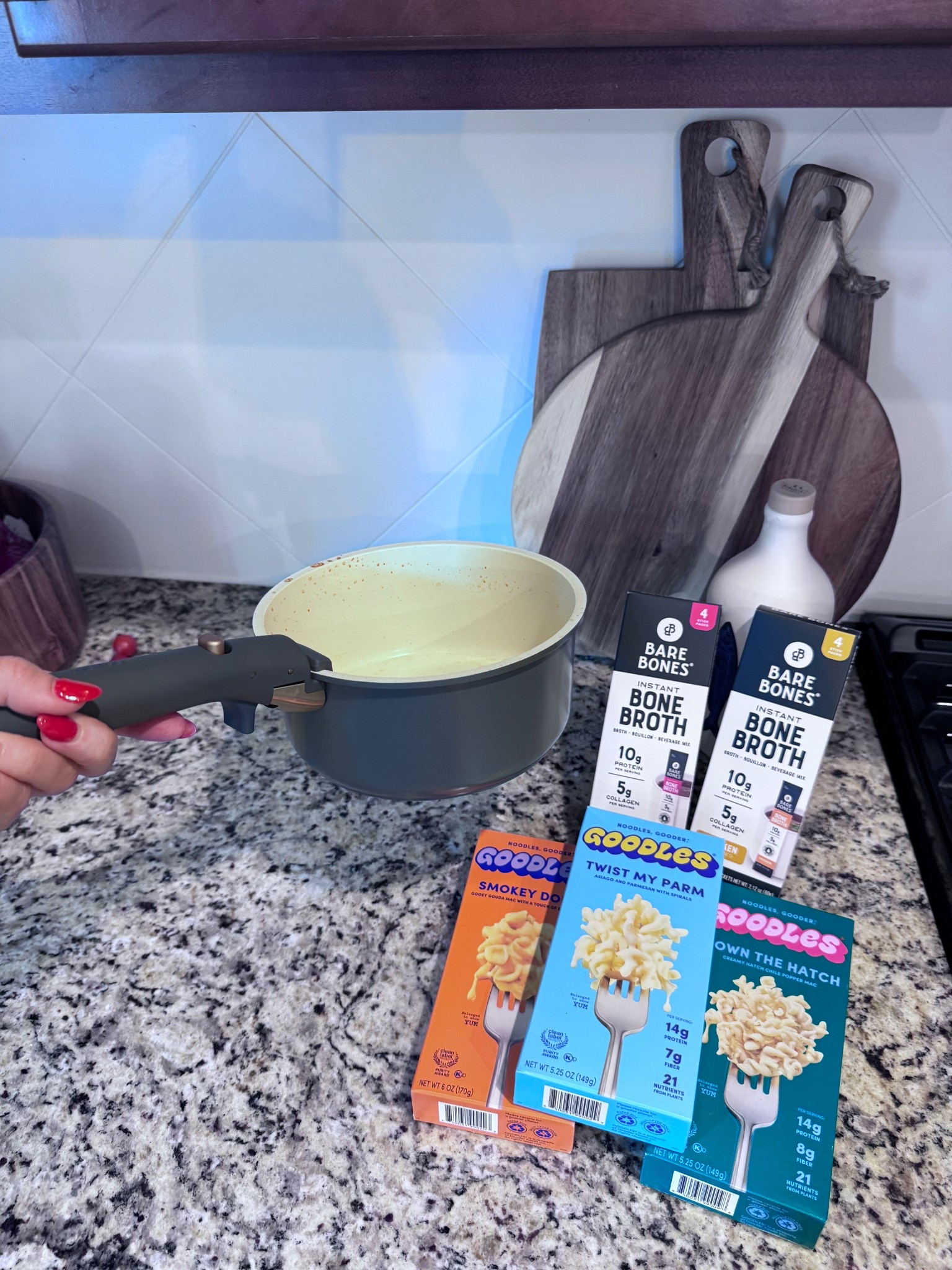 One of our favorite easy meals—made in my Carote nonstick pot, which I use almost daily! I love that these Carote pots and pans are non-toxic, super easy to clean, and cook everything evenly.

For this meal, I made Goodles mac and cheese and mixed in Bare Bones instant bone broth instead of water or milk for an extra boost of protein and flavor. It’s quick, nourishing, and always a win in our house!

🧀 Goodles flavors shown: Smokey Dokey, Twist My Parm & Down The Hatch
🍲 Bare Bones Bone Broth: A pantry staple for fast, protein-packed meals

You can shop my Carote cookware and our favorite pantry staples on my LTK storefront!

#CaroteCookware #NonstickCookware #HealthyFamilyMeals #GoodlesMacAndCheese #BareBonesBroth #EasyDinnerIdeas #MomLifeMeals #QuickHealthyDinner #FamilyFavoriteMeals #LTKhome #LTKkitchen #LTKmeals #ToxinFreeCookware #LadyandRed

#LTKHome #LTKFamily